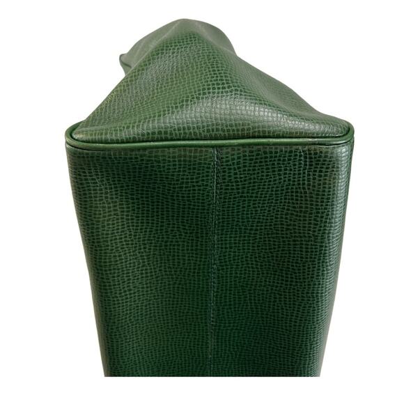 Vintage Christian Dior Green Leather Satchel Bag Gold CD Logo Made In France - Picture 15 of 15